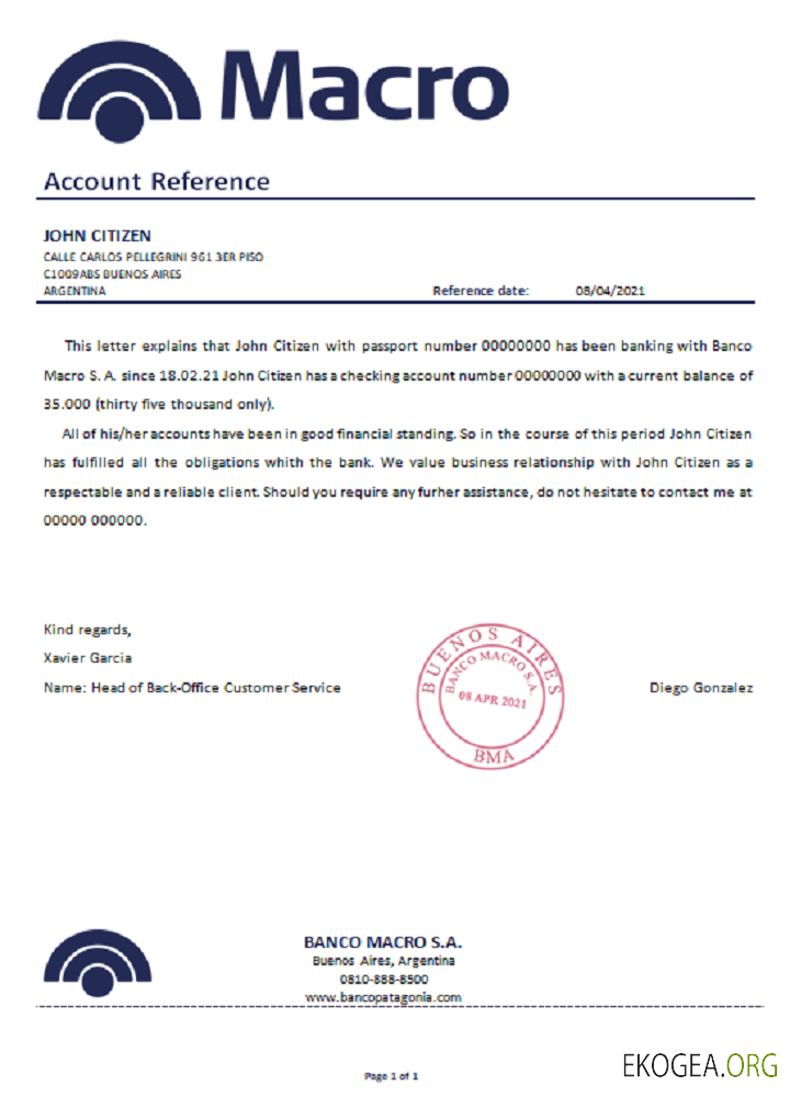 Argentine Banco Macro référence